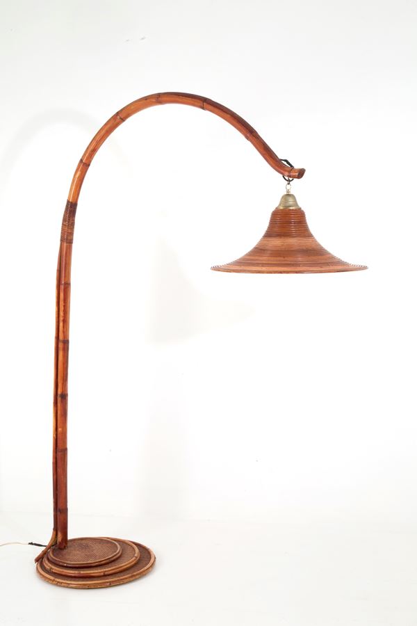 Rattan floor lamp