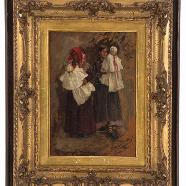 EUGENIO SPREAFICO - Painting "WOMEN WITH CHILDREN"