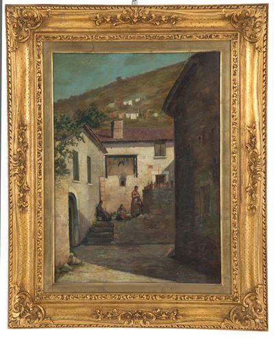 Dipinto "cucitrici in Cortile"