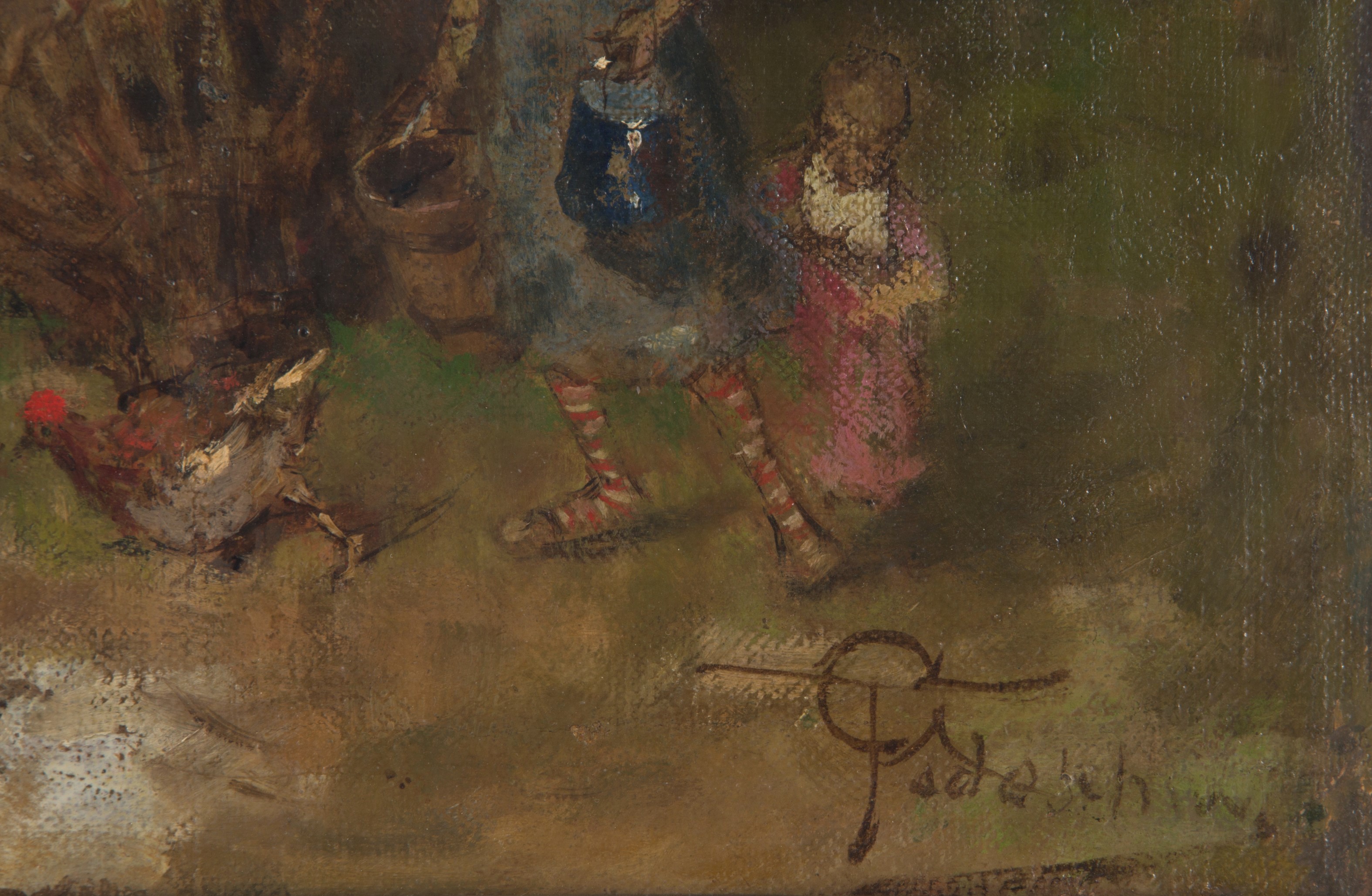 Giovanni Battista Todeschini - Dipinto "donne in Cortile"