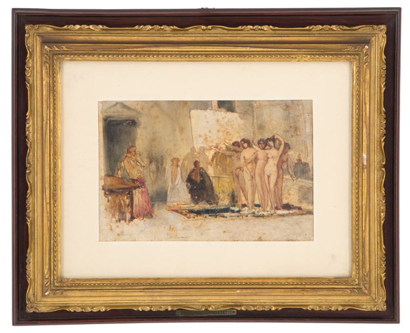 Pietro Michis - Bozzetto "zeusi Sceglie il Modello per la Sua Elena"
