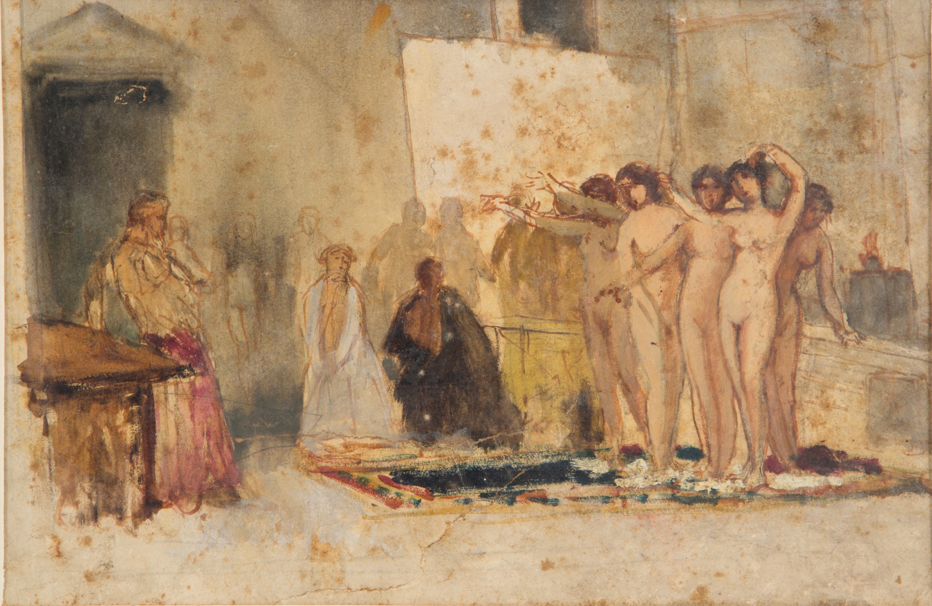 Pietro Michis - Bozzetto "zeusi Sceglie il Modello per la Sua Elena"