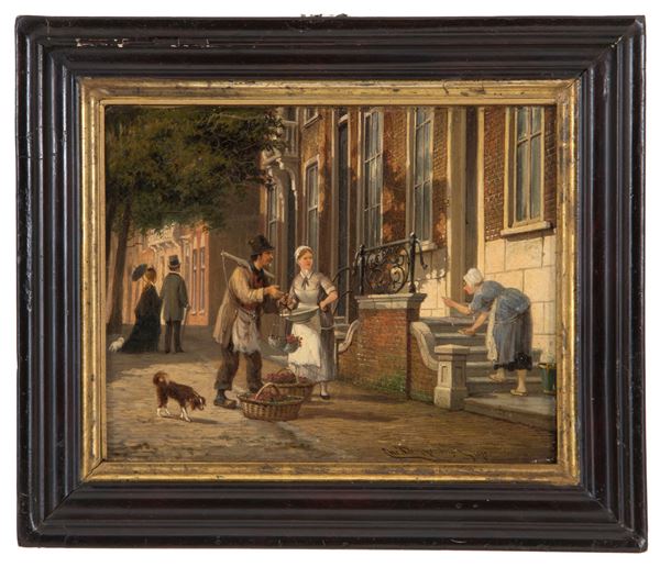 CORNELIS CHRISTIAAN DOMMERSEN (DOMMELSHUIZEN o DOMMERSHUIZEN) - Painting "COUNTRY SCENE"