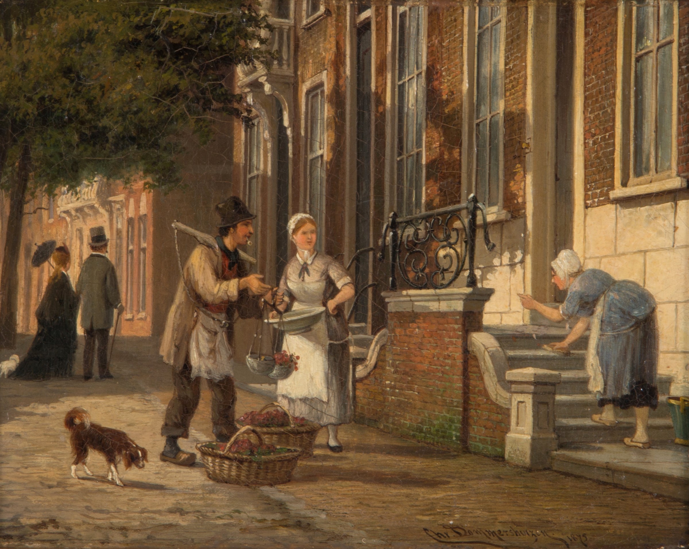Cornelis Christiaan Dommersen (dommelshuizen o Dommershuizen) - Dipinto "scena di Paese"