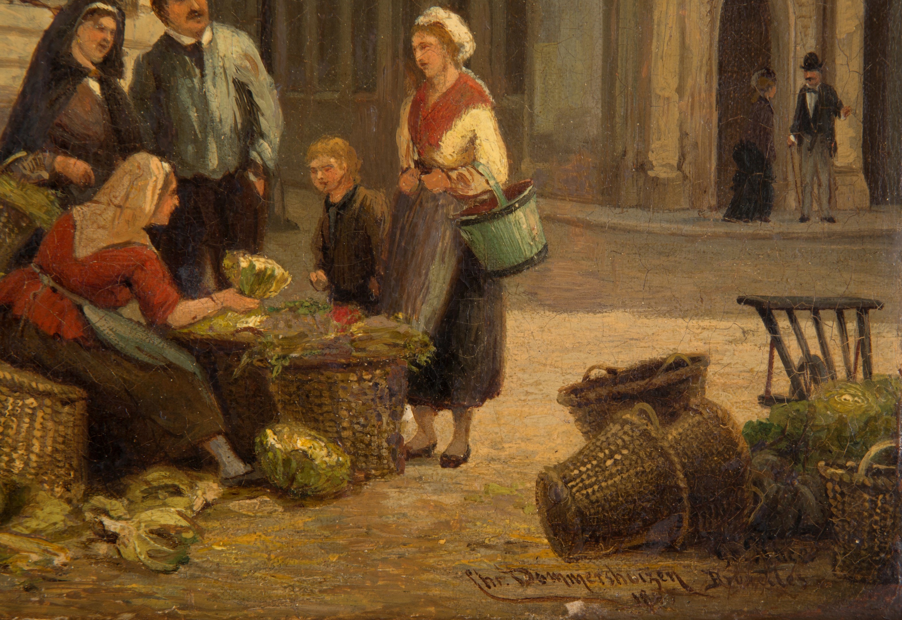 Cornelis Christiaan Dommersen (dommelshuizen o Dommershuizen) - Dipinto "scena di Mercato"