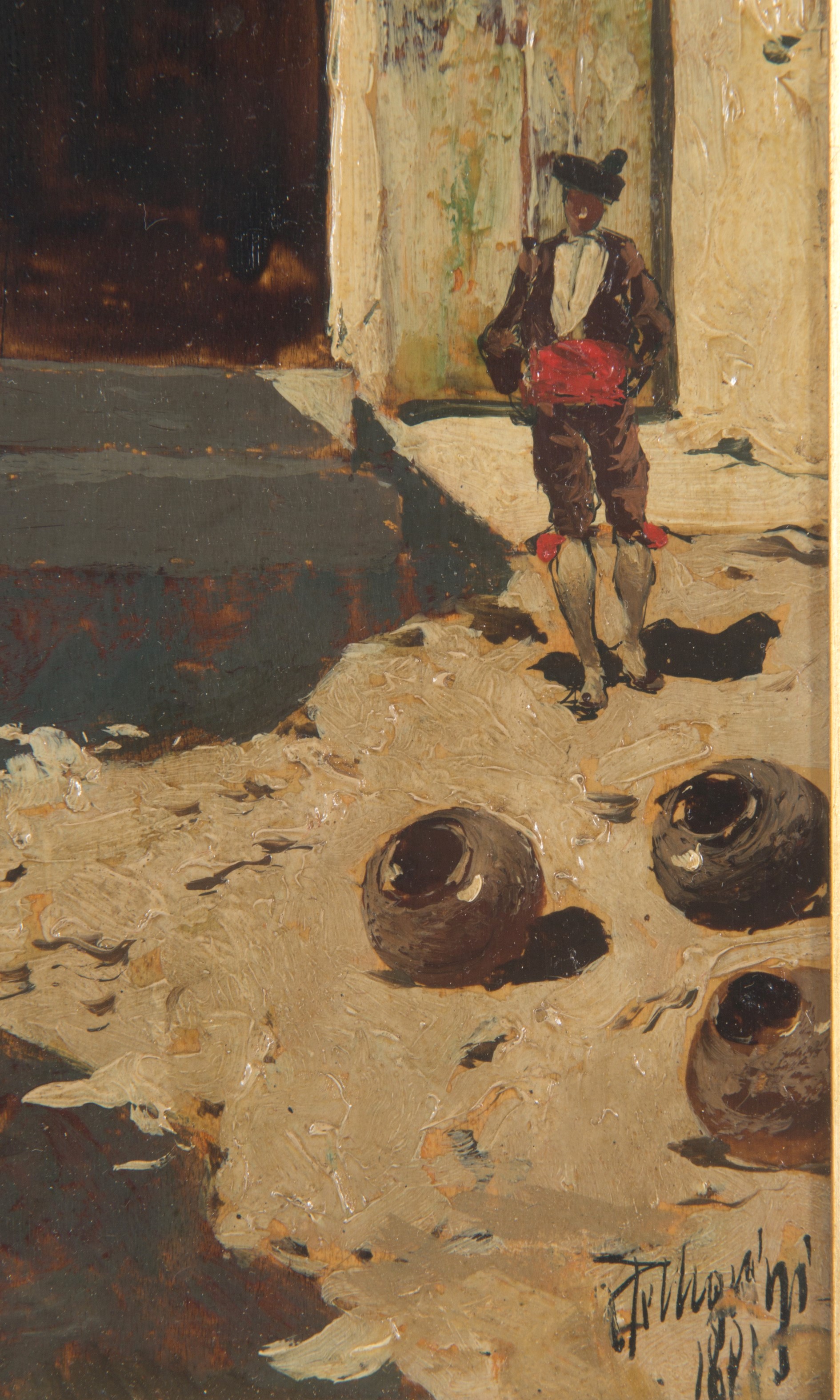 Riccardo Pellegrini - Dipinto "viottolo con Personaggi"