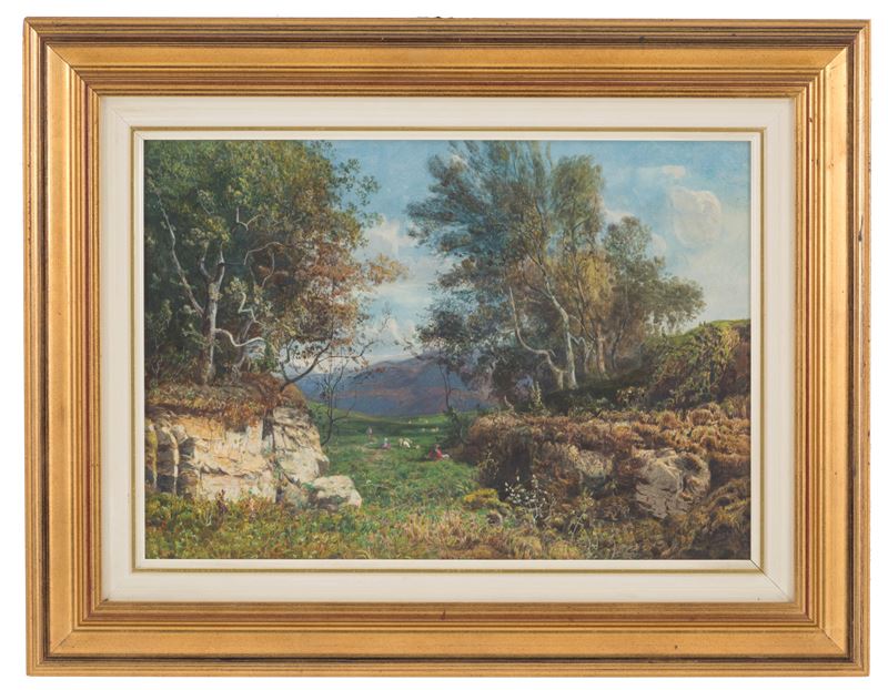 Carlo Mancini - Acquarello 'paesaggio di Campagna'