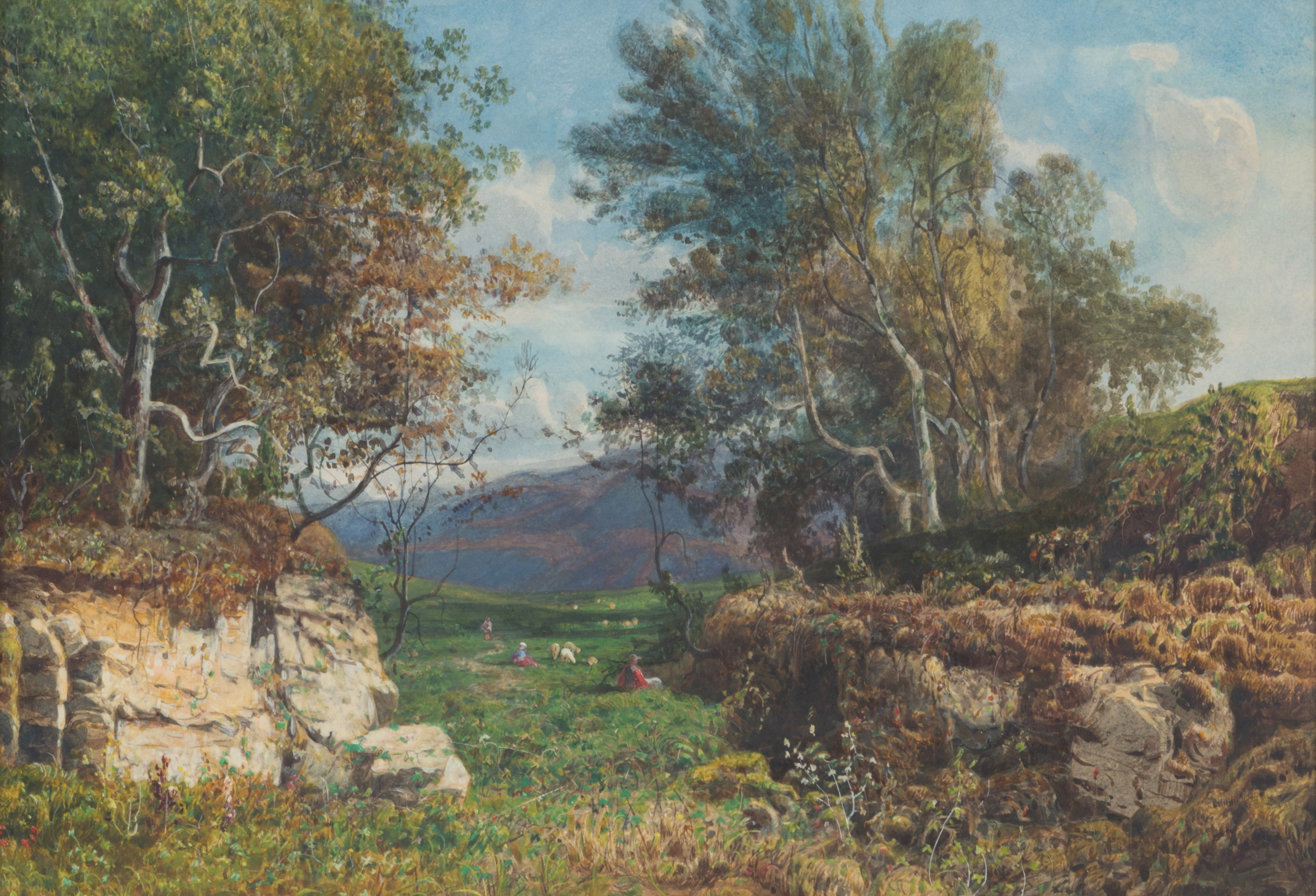 Carlo Mancini - Acquarello 'paesaggio di Campagna'