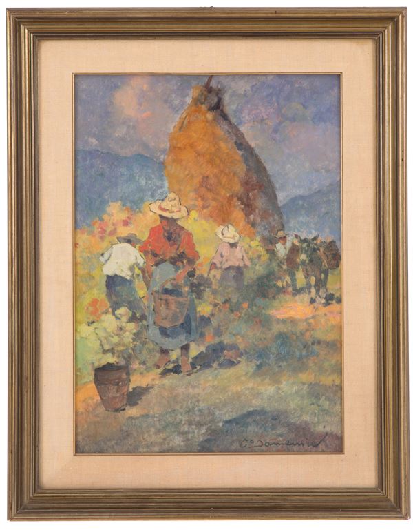 CARLO DOMENICI - Painting "VENDEMMIA (GRAPE HARVEST)"
