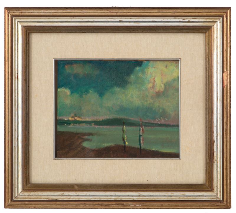 Paolo Signoroni - Dipinto "veduta di Lago"