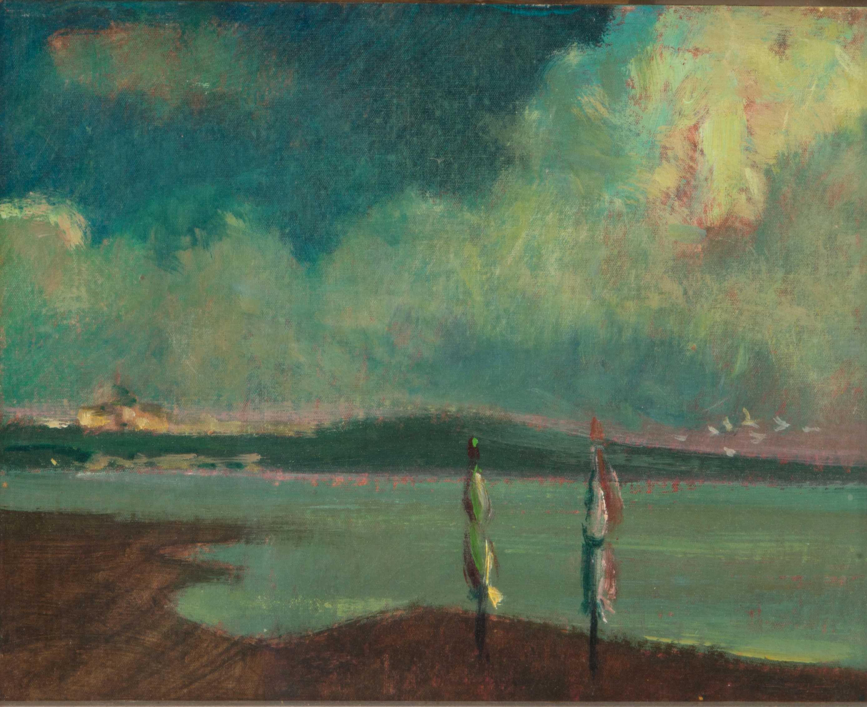 Paolo Signoroni - Dipinto "veduta di Lago"