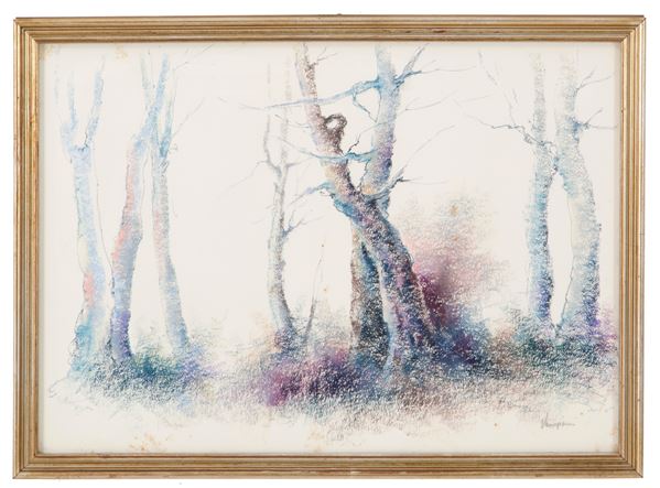 PAOLO VENEZIANI - Pastel "WINTER LANDSCAPE"