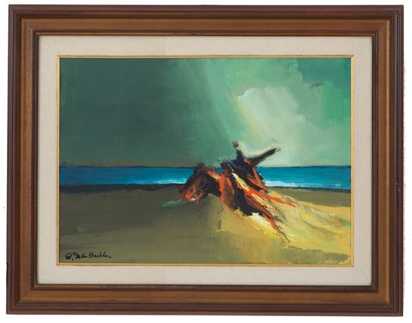 ARMIDO DELLA BARTOLA - Dipinto "FIGURA ASTRATTA AL MARE"