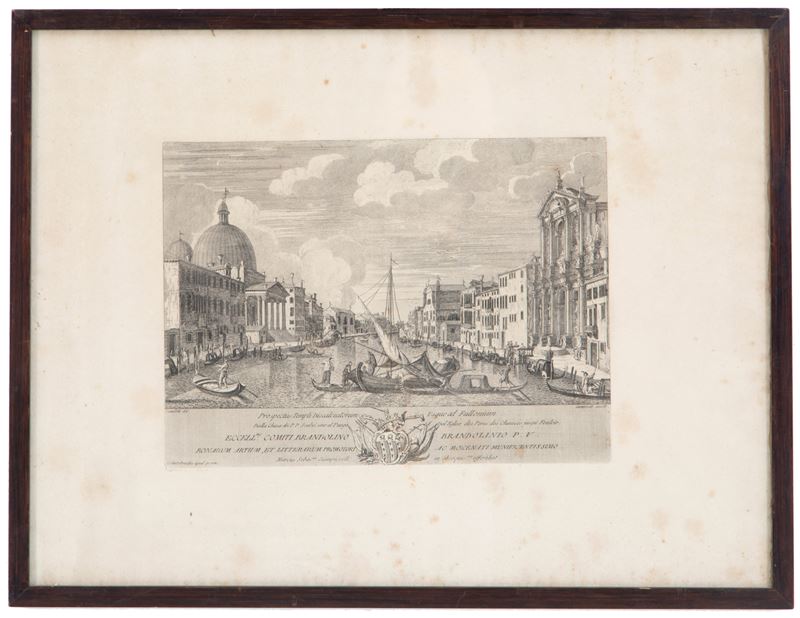 Marco Sebastiano Giampiccoli - Acquaforte "veduta Canal Grande"