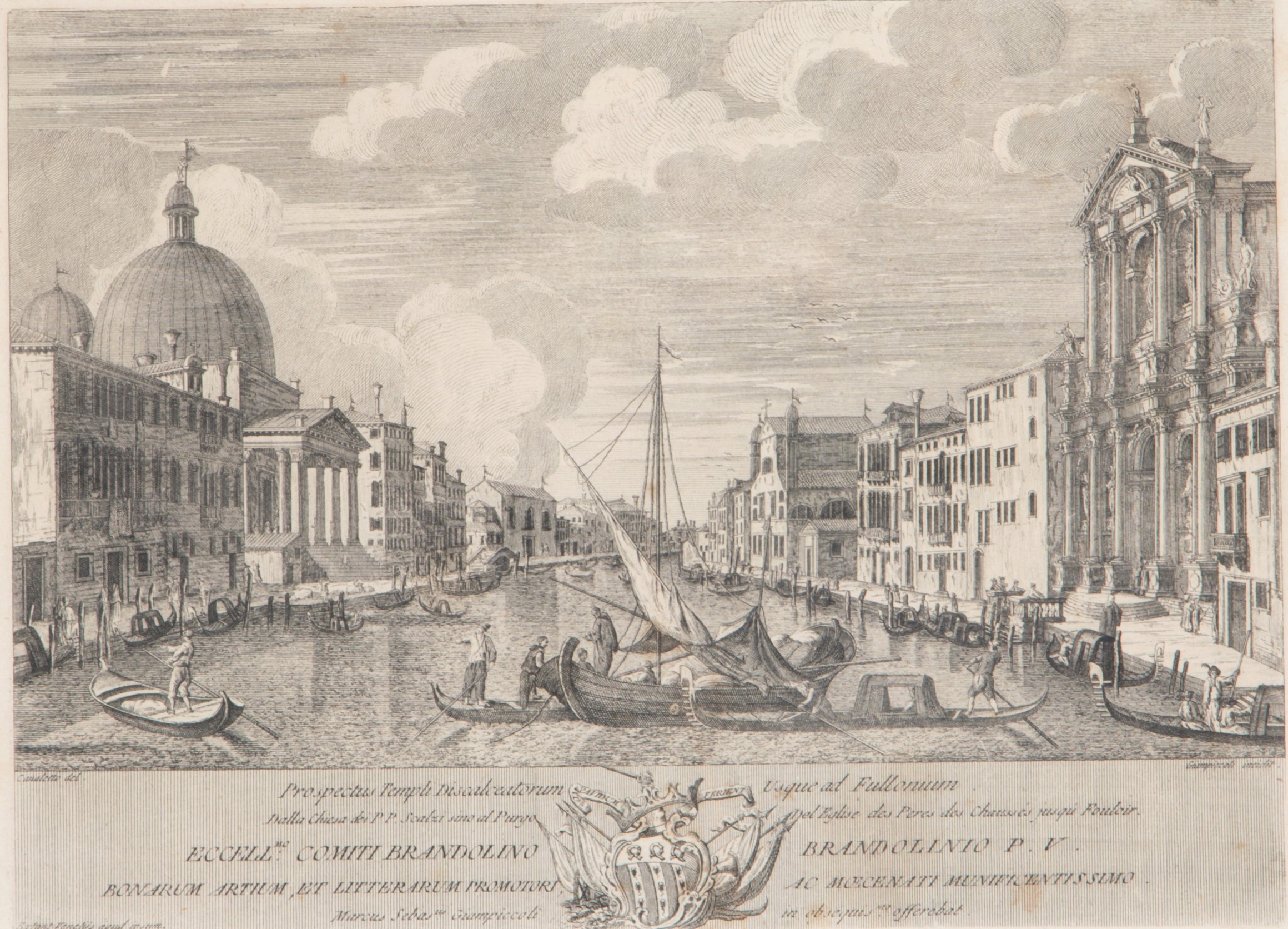 Marco Sebastiano Giampiccoli - Acquaforte "veduta Canal Grande"
