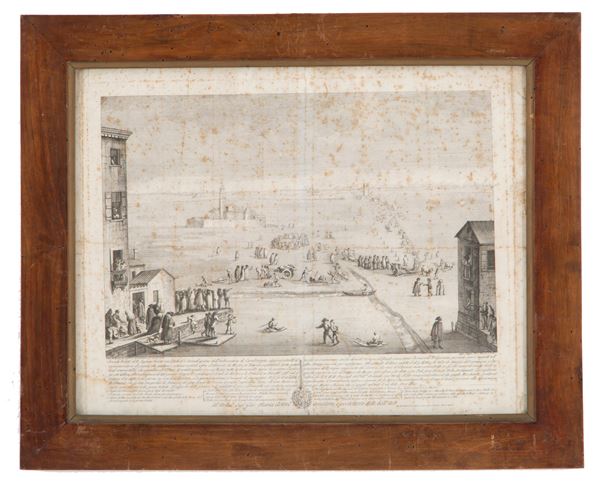 TEODORO VIERO - Etching "VIEW OF THE VENETIAN LAGOONS WITH THE ISLAND OF SAN SECONDO TAKEN FROM THE ENTRANCE OF CANAREGGIO"
