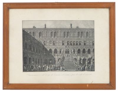 Acquaforte "incoronazione del Doge sulla Scala dei Giganti"