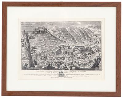 Acquaforte "veduta del Castello di Valmarino con la Pieve di Cison"