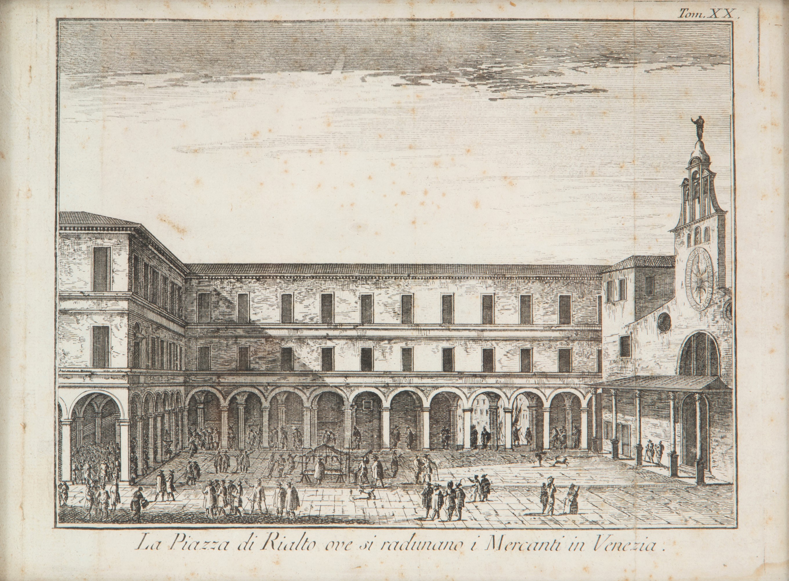 Coppia di Piccole Acqueforti "piazza e Ponte di Rialto"