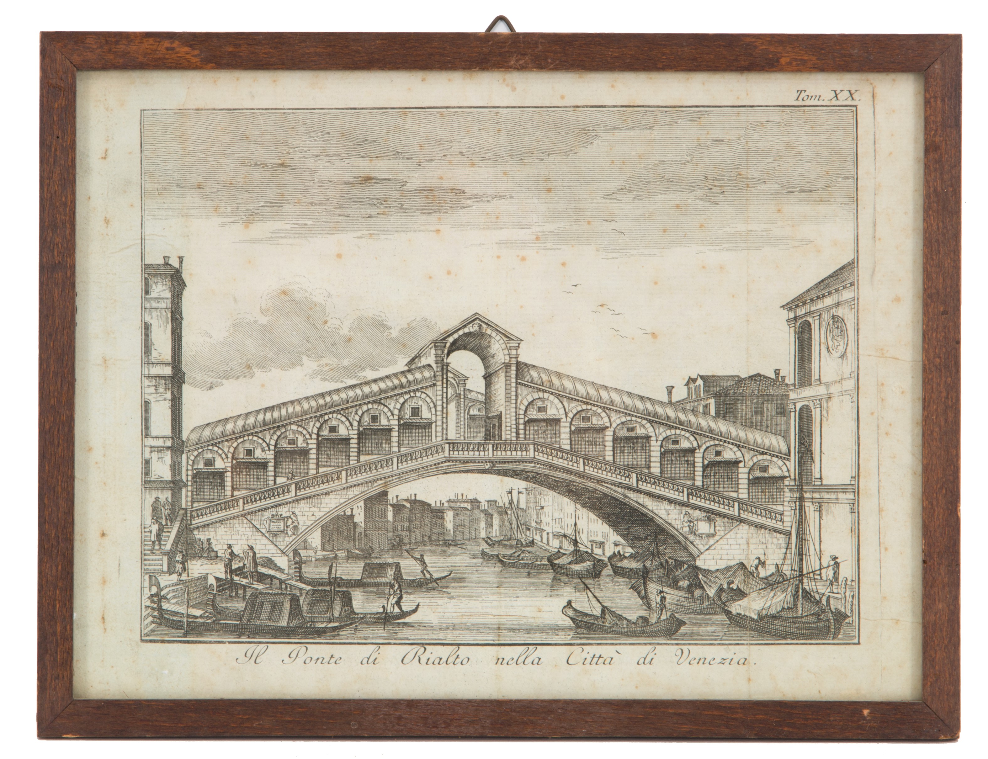 Coppia di Piccole Acqueforti "piazza e Ponte di Rialto"
