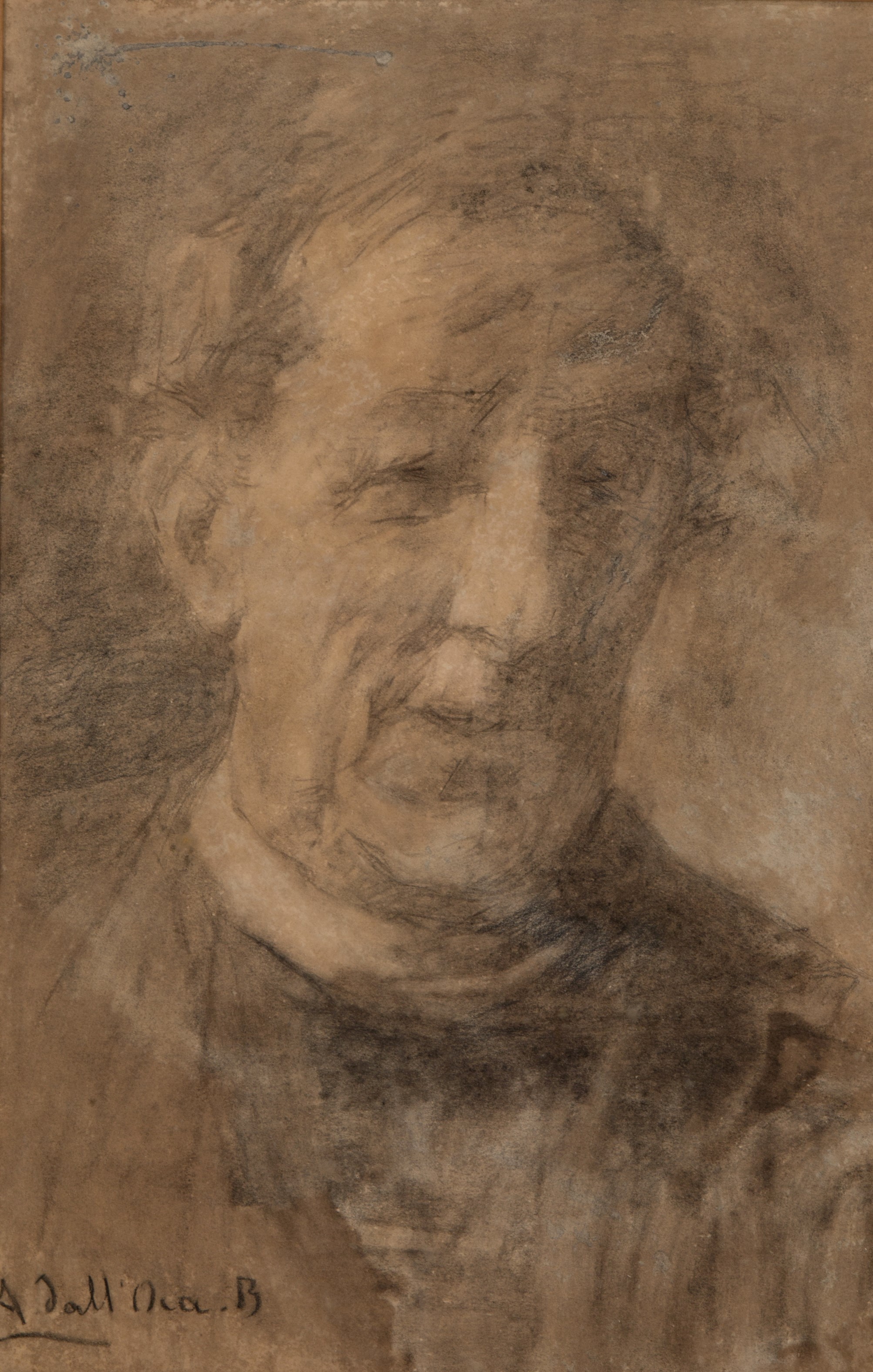Angelo Dall'oca Bianca - Disegno a Carboncino "ritratto Dell'abate Giacomo Zanella"