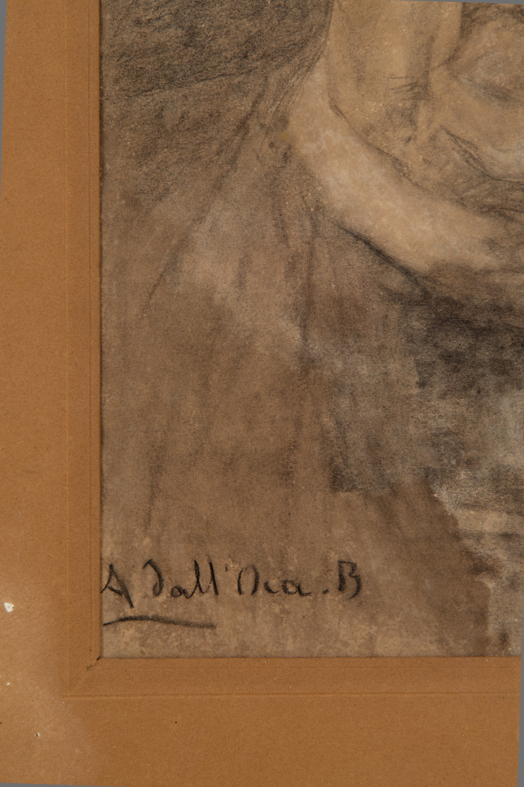 Angelo Dall'oca Bianca - Disegno a Carboncino "ritratto Dell'abate Giacomo Zanella"