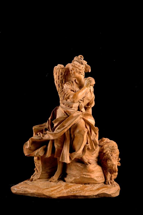 MARIA GIUSEPPE MAZZA - Terracotta sculpture "SHEPHERD GIRL"