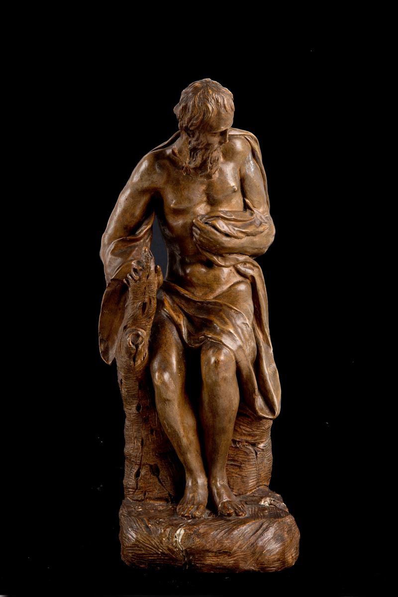 Scultura in terracotta "SAN GIROLAMO PENITENTE"