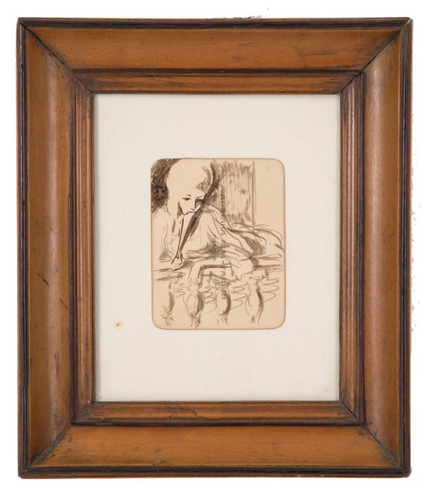 ADRIANA BISI FABBRI - Disegno "DAMINA AL BALCONE"