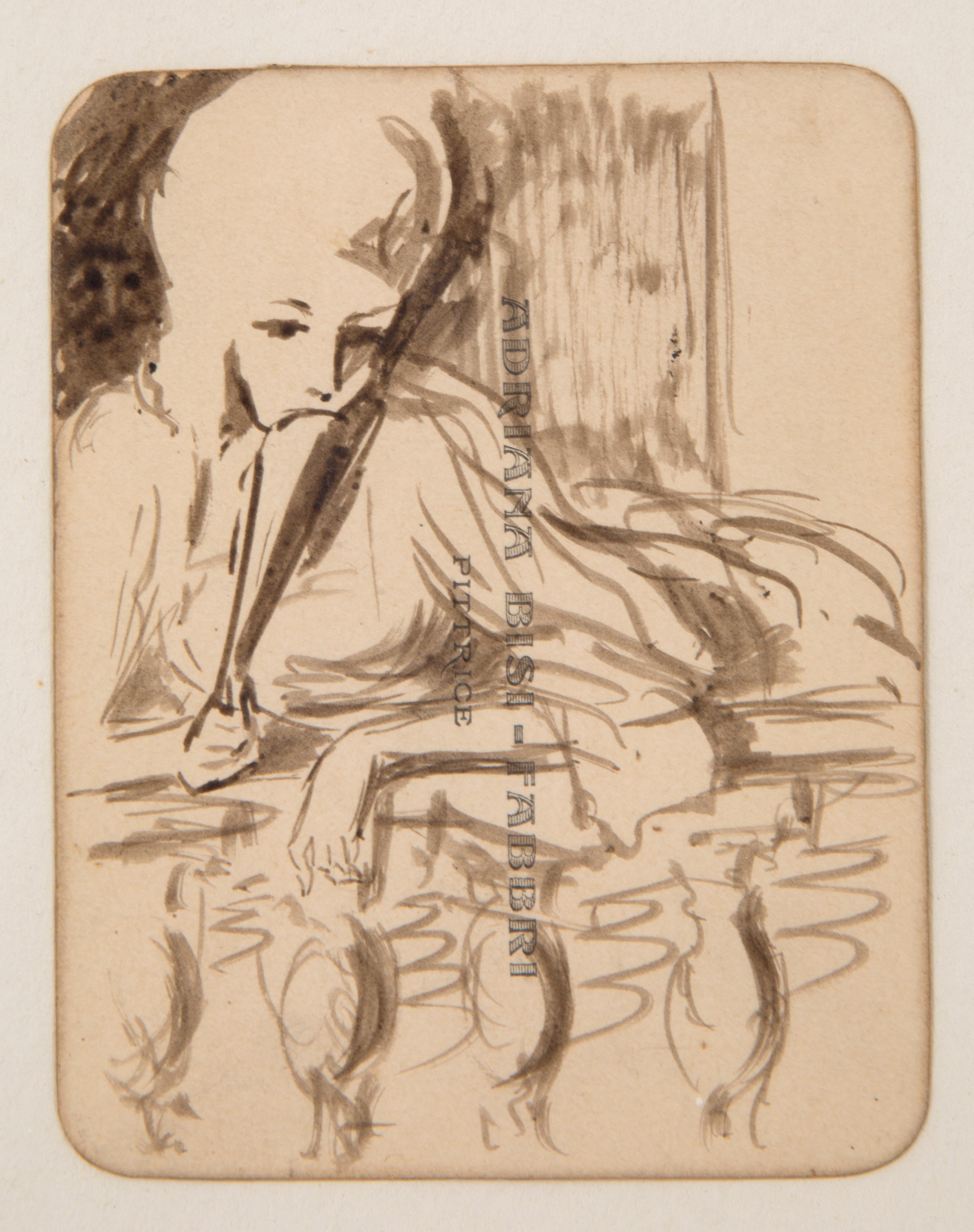 Adriana Bisi Fabbri - Disegno "damina al Balcone"