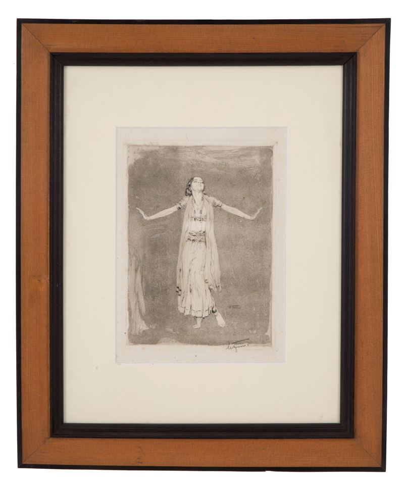 Cesare Ferro - Incisione "la Danzatrice Indiana"