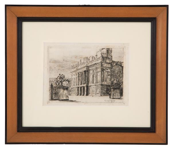 CESARE FERRO - Engraving "ARCHITECTURE"