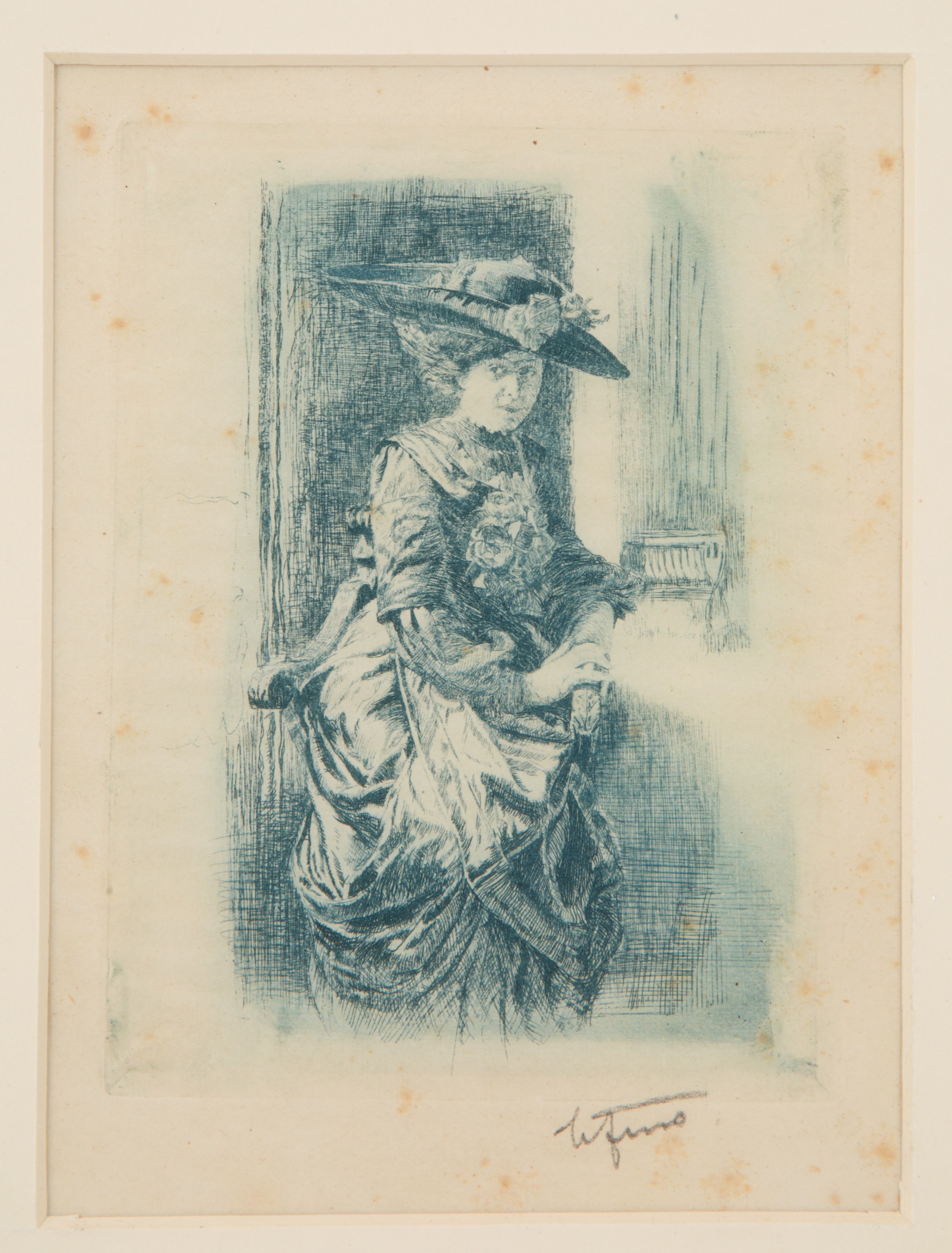 Cesare Ferro - Incisione "gentildonna con Cappello"