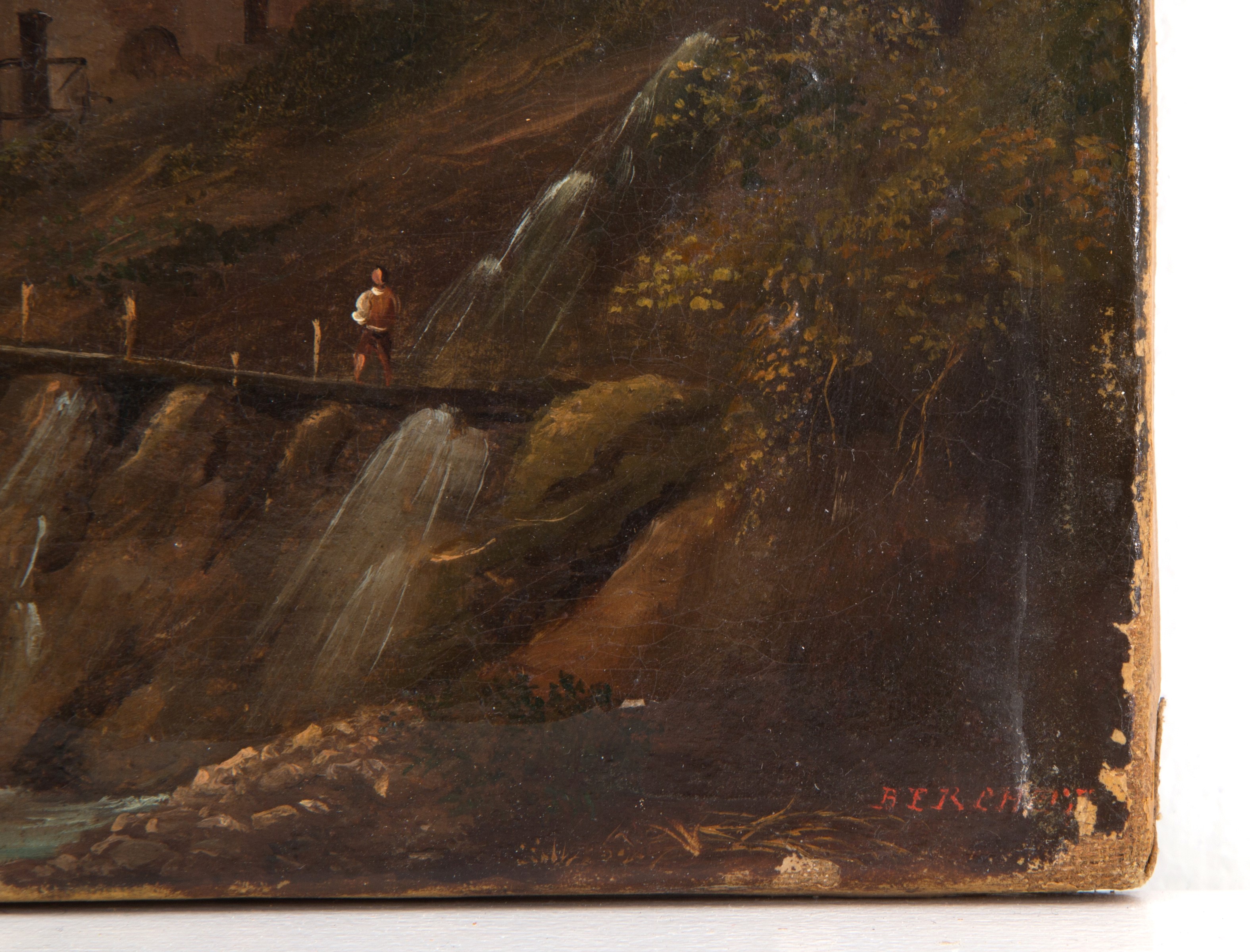 Dipinto "mulino sul Fiume con Personaggi"