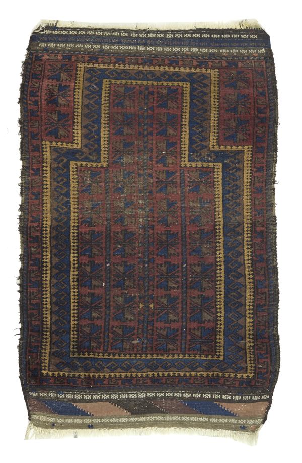 Baluch rug with prayer design. Persia