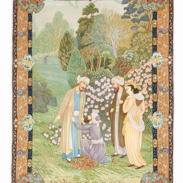 Tabriz 80 raj rug in wool and silk. Signed Khadiri. Persia