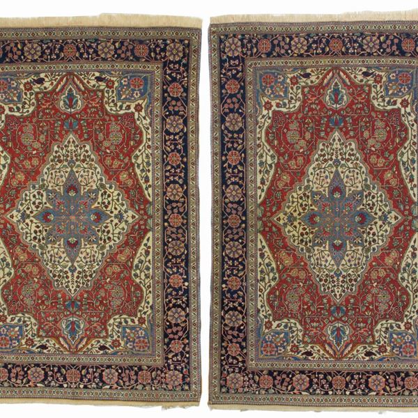 Pair of Kashan Mohtashem carpets. Persia