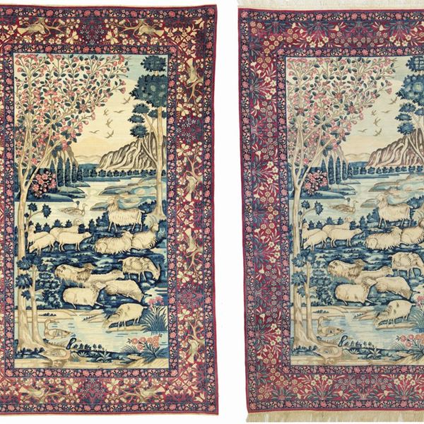 * Pair of Kirman Laver carpets. Persia