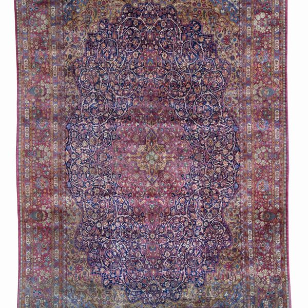 * Kashan silk carpet. Persia