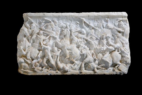 Altorilievo in marmo "BATTAGLIA ROMANA"