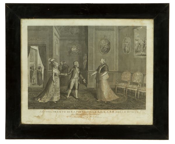 ENGRAVING "ACCEPTION OF S.S. PIUS VI OF THE L.L.A.A.R.R OF RUSSIA"