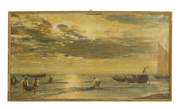 Dipinto "PESCATORI SULLA SPIAGGIA"