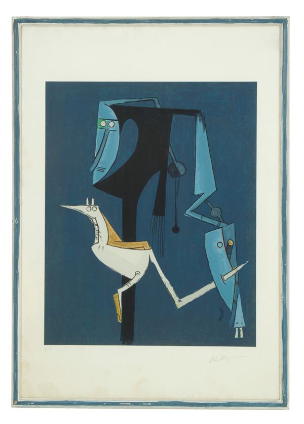 WIFREDO LAM - Litografia "SOGGETTO ASTRATTO"