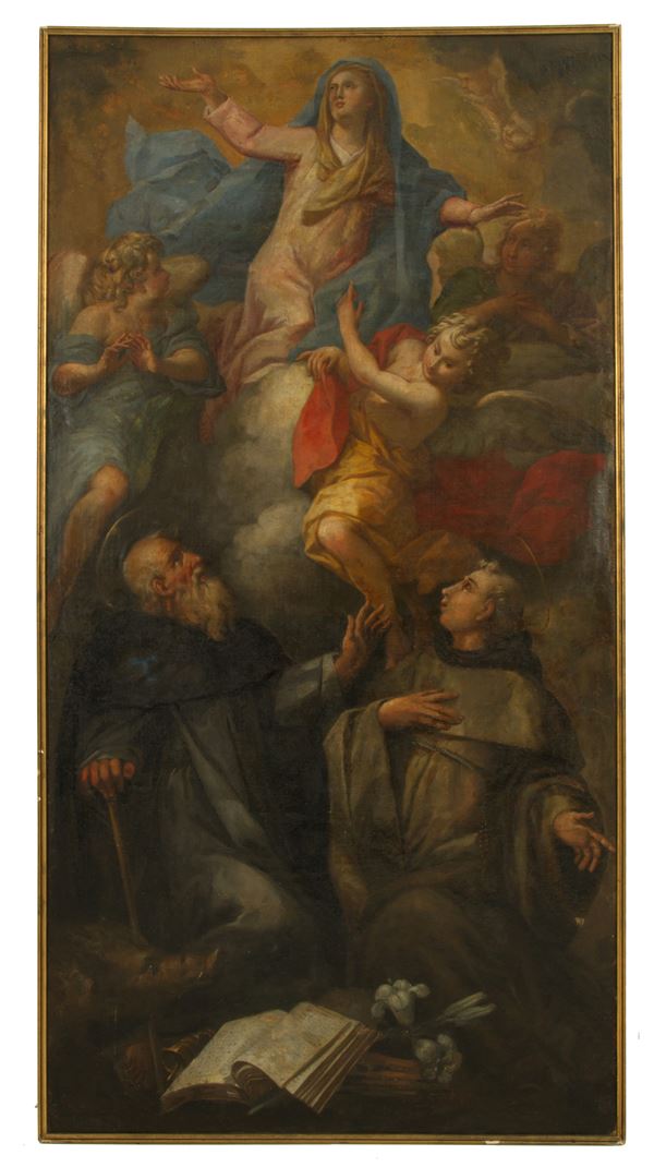 Dipinto "SANTI ANTONIO ABATE E ANTONIO DA PADOVA IN ADORAZIONE DELLA VERGINE"