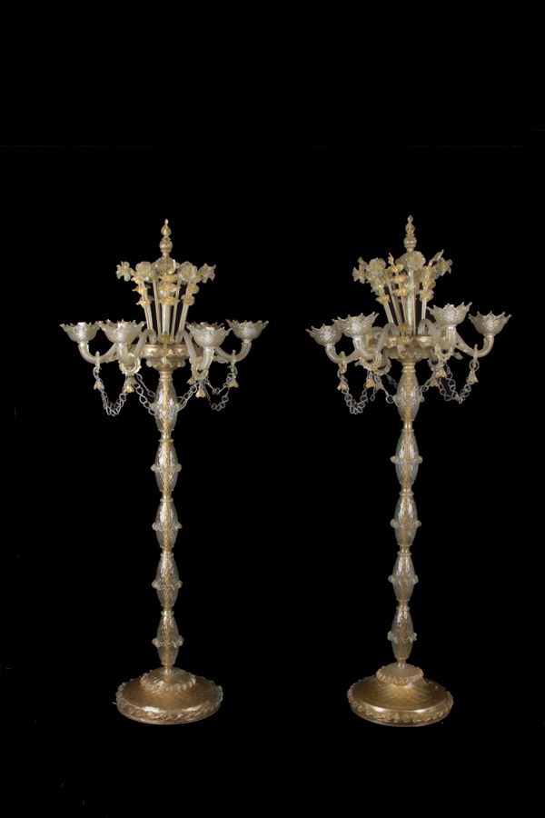 Pair of Murano glass floor lamps.