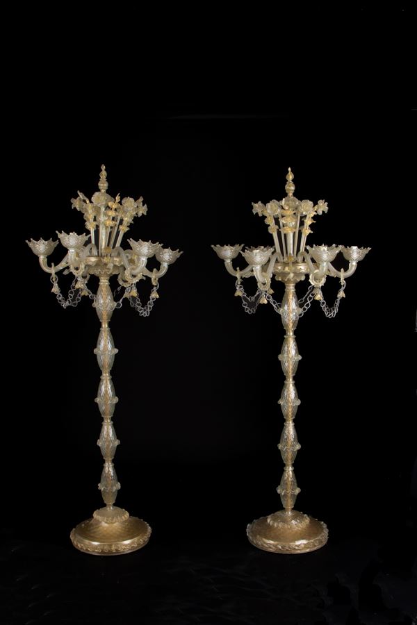 Pair of Murano glass floor lamps