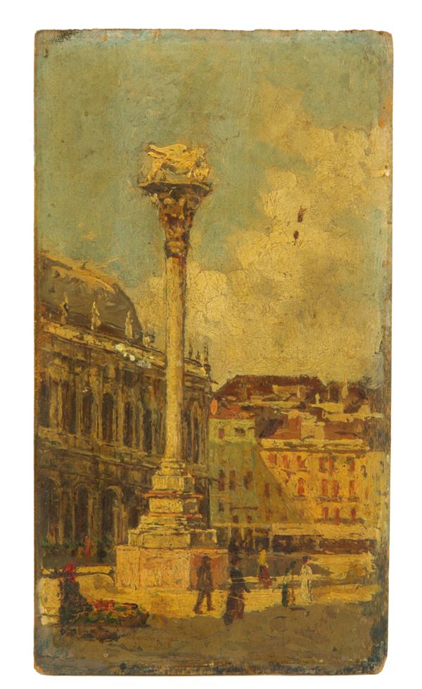 NELLO MENGOTTI - Painting "PIAZZA DEI SIGNORI, VICENZA"