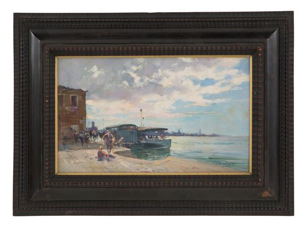 CESARE GHEDUZZI - Painting "VENICE, MURANO WATERBUS STOP"