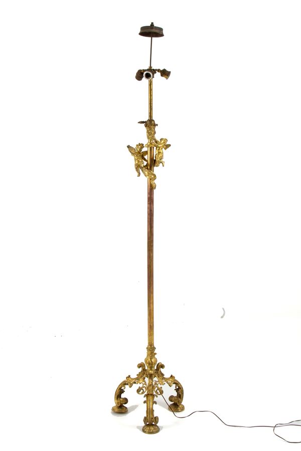 Lampada da terra in bronzo