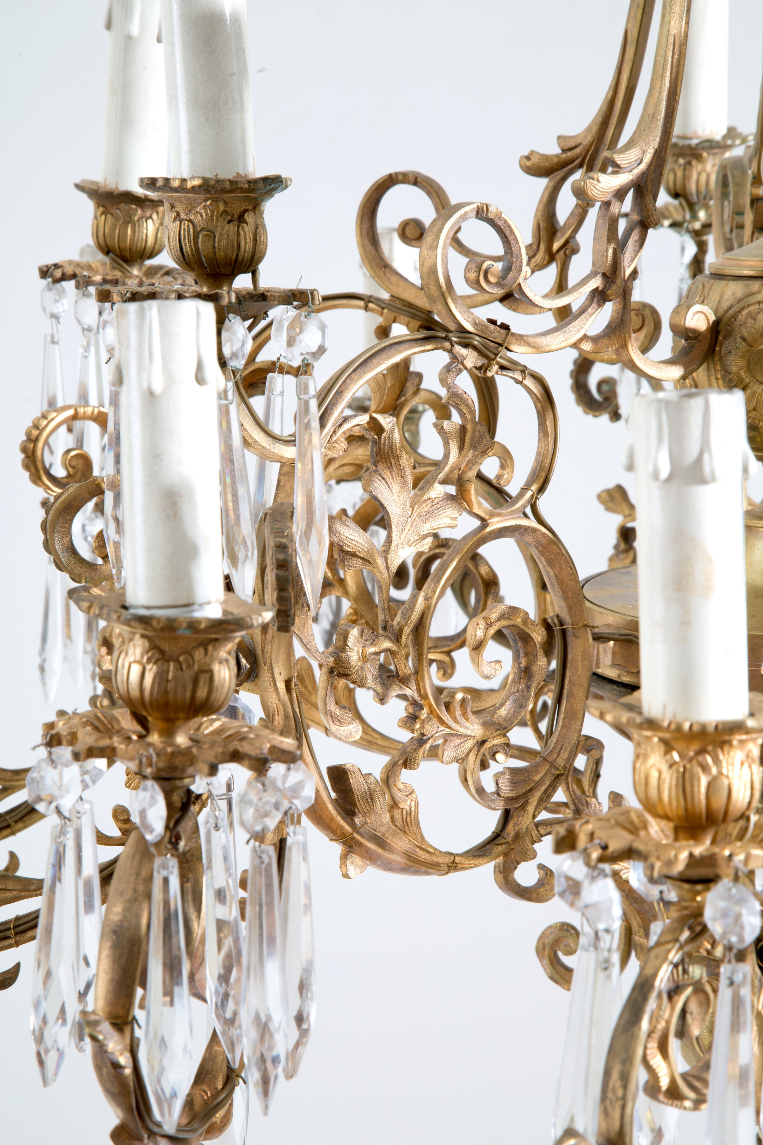 Lampadario sei bracci in bronzo